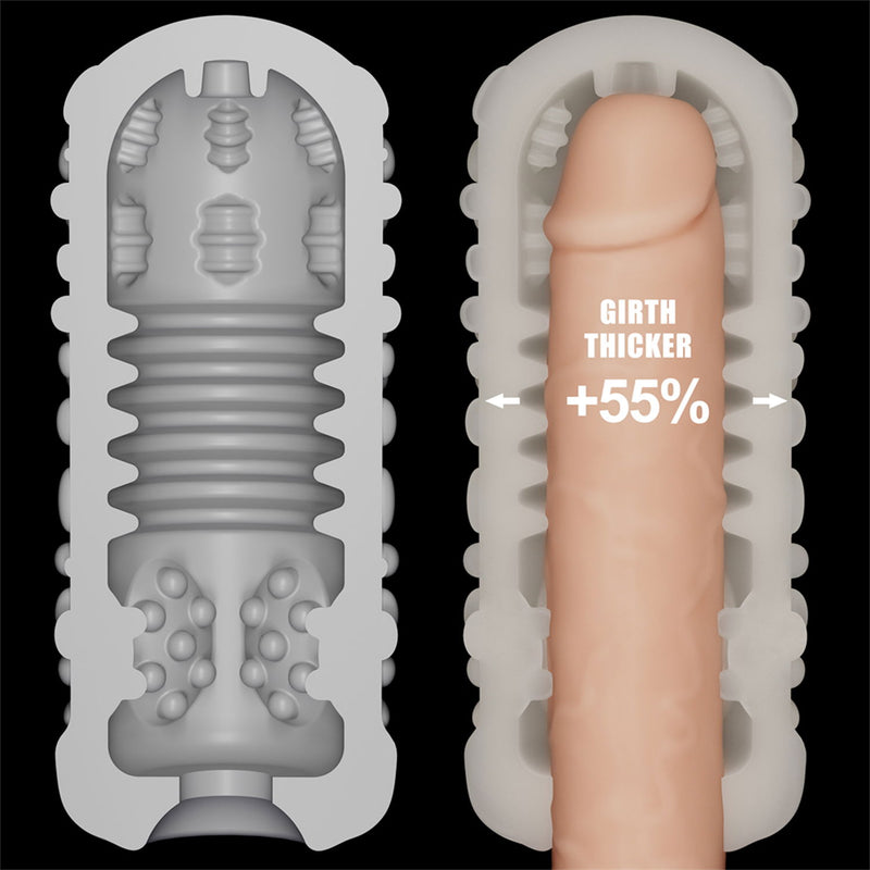 LoveToy - Knights Ring - Manchon vibrant double usage - Drip - Blanc-Erotiekvoordeel.nl