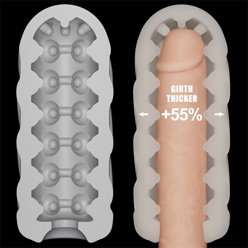 LoveToy - Knights Ring - Manchon vibrant double usage - Spirale - Blanc - Erotiekvoordeel.fr