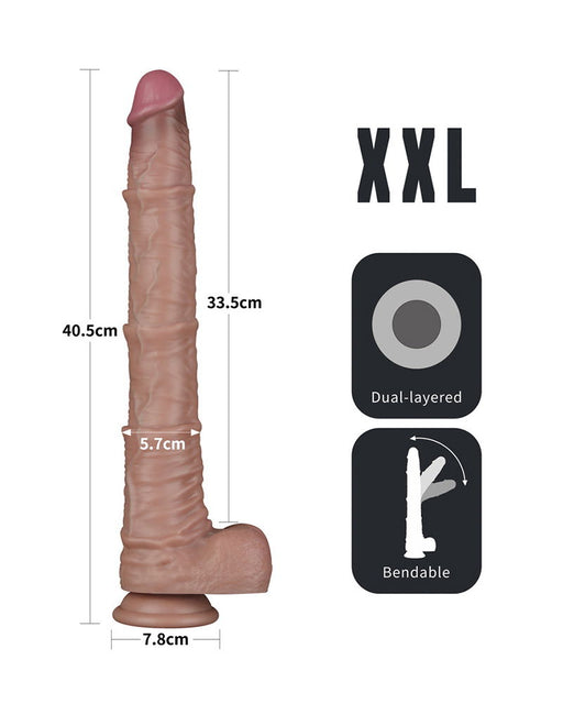 LoveToy - Nature Cock - Double-Layer Flexible Dildo with Veins - 40 cm - Erotiekvoordeel.nl