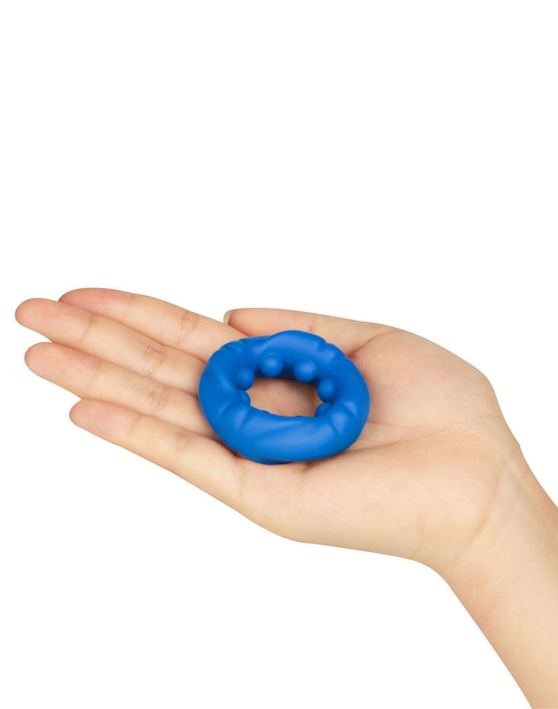 LoveToy - Pinnacle Pro - Anneau pénien Ridge Bump Ball Stretcher - Bleu - Erotiekvoordeel.nl