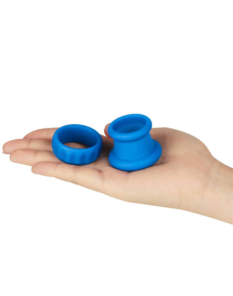 LoveToy - Pinnacle Pro - Pierścień Na Penisa Twin Flex Stretcher - Niebieski - Erotiekvoordeel.nl