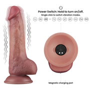 LoveToy - Power Cock - 21,5 cm - Gode vibrant - Double densité - Teinte chair claire - Erotiekvoordeel.nl