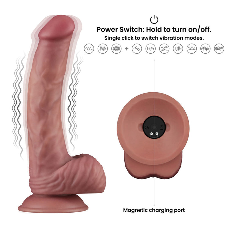 LoveToy - Power Cock - 23 cm - Gode vibrant - Double densité - Teinte chair claire - Erotiekvoordeel.nl