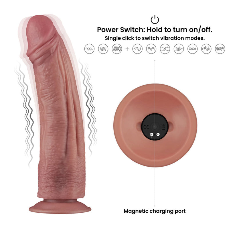 LoveToy - Power Cock - 26,5 cm - Consolador vibrador - Doble densidad - Color piel claro - Erotiekvoordeel.nl