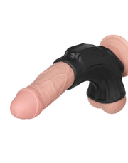 LoveToy - Ridge Knights Ring - Vibrating Penis and Scrotum Sleeve - Ø 2.8 cm - Black-Erotiekvoordeel.nl