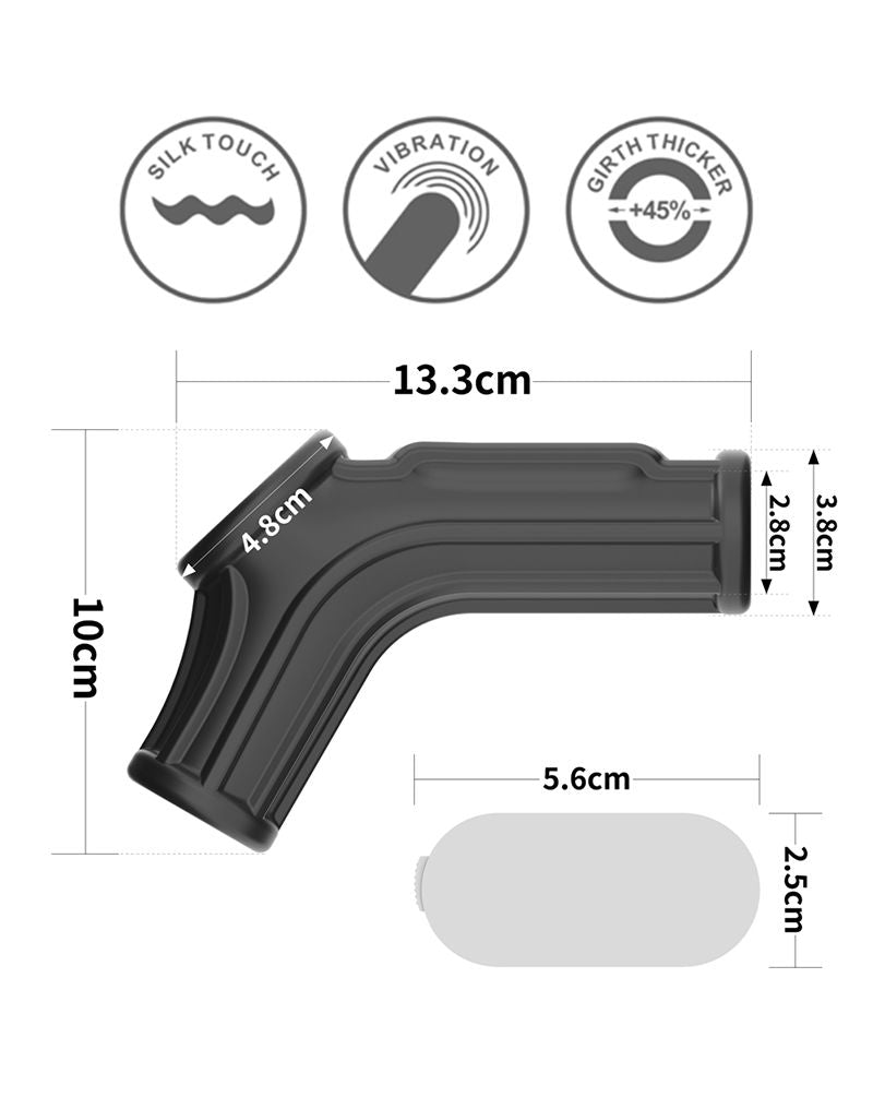 LoveToy - Ridge Knights Ring - Vibrating Penis and Scrotum Sleeve - Ø 2.8 cm - Black-Erotiekvoordeel.nl