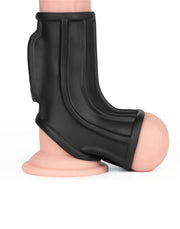 LoveToy - Ridge Knights Ring - Vibrating Penis and Scrotum Sleeve - Ø 2.8 cm - Black-Erotiekvoordeel.nl