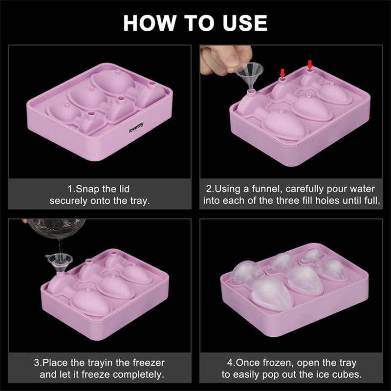 LoveToy - Silicone Ice Cube Mold - Butt Plug Set - Lilac-Erotiekvoordeel.nl