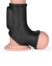 LoveToy - Silk Knights Ring - Vibrating Penis and Scrotum Sleeve - Ø 2.8 cm - Black-Erotiekvoordeel.nl