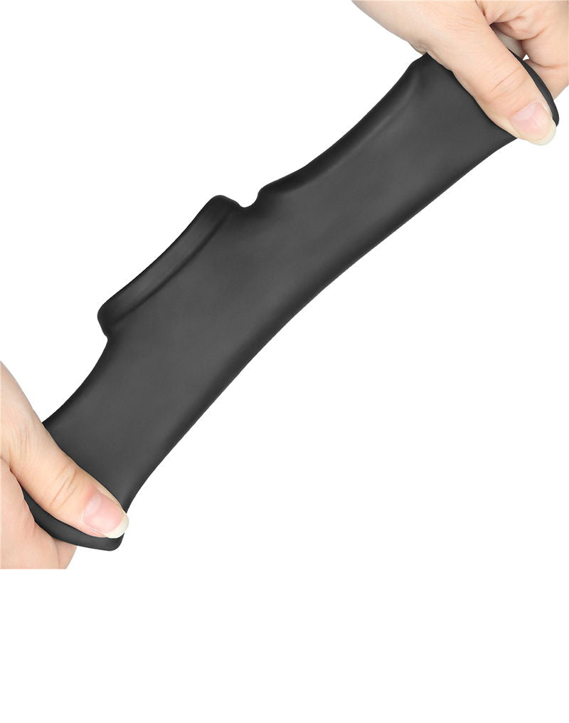 LoveToy - Silk Knights Ring - Vibrating Penis and Scrotum Sleeve - Ø 2.8 cm - Black-Erotiekvoordeel.nl
