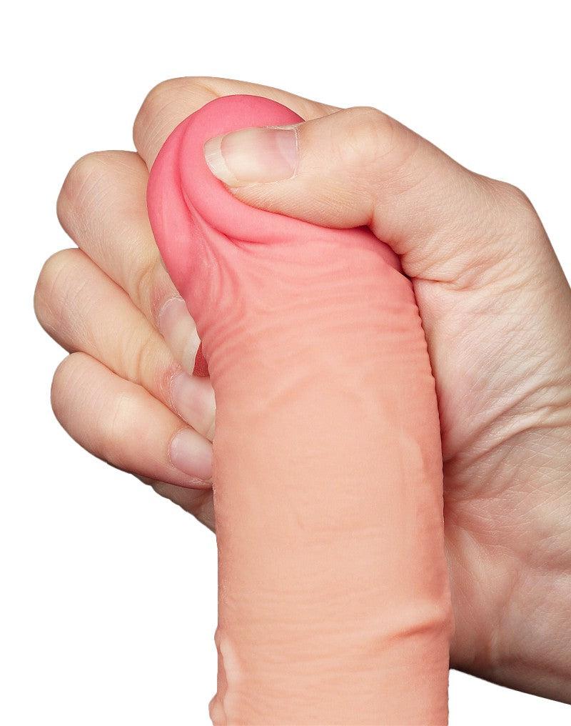 LoveToy - Gode Sliding Skin - Gode double couche - Longueur 19,5 cm - Diamètre 3,5 cm - Teinte chair claire - Erotiekvoordeel.nl