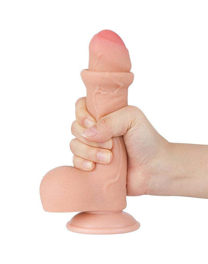 LoveToy - Dildo Sliding Skin - Dildo a doppio strato - Lunghezza 18,3 cm - Diametro 3,5 cm - Colore pelle chiaro-Erotiekvoordeel.nl