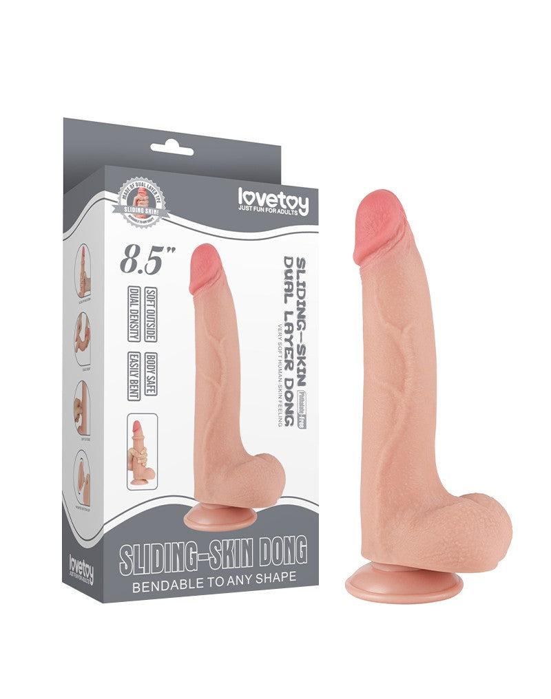LoveToy - Gode Sliding Skin - Longueur 20 cm - Diamètre 3,8 cm - Couleur peau claire - Erotiekvoordeel.nl