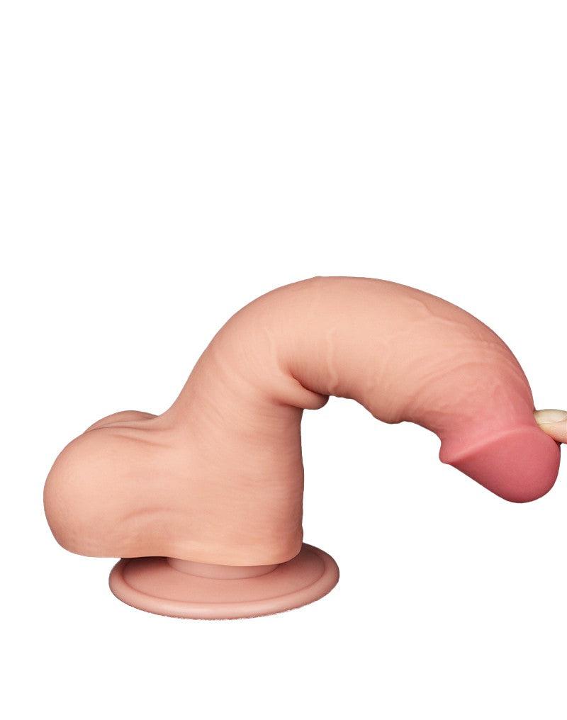 LoveToy - Sliding Skin Dildo - Länge 20 cm - Durchmesser 3,9 cm - Helle Hautfarbe - Erotiekvoordeel.nl