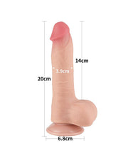 LoveToy - Sliding Skin Dildo - Länge 20 cm - Durchmesser 3,9 cm - Helle Hautfarbe - Erotiekvoordeel.nl