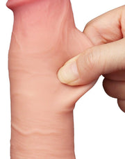 LoveToy - Sliding Skin Dildo - Länge 20 cm - Durchmesser 3,9 cm - Helle Hautfarbe - Erotiekvoordeel.nl
