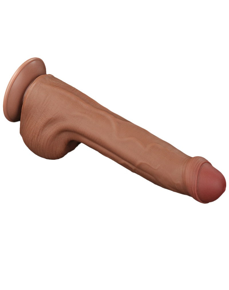 LoveToy - Sliding Skin Dildo - Length 29 cm - Brown-Erotiekvoordeel.nl
