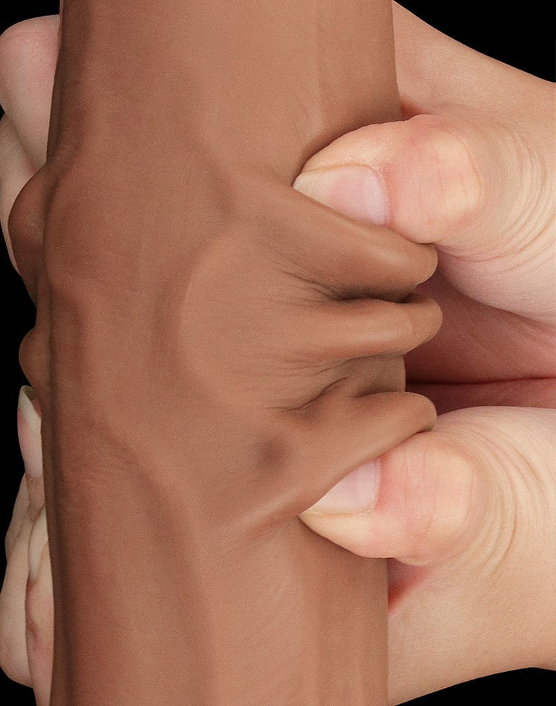 LoveToy - Sliding Skin Dildo - Length 29 cm - Brown-Erotiekvoordeel.nl