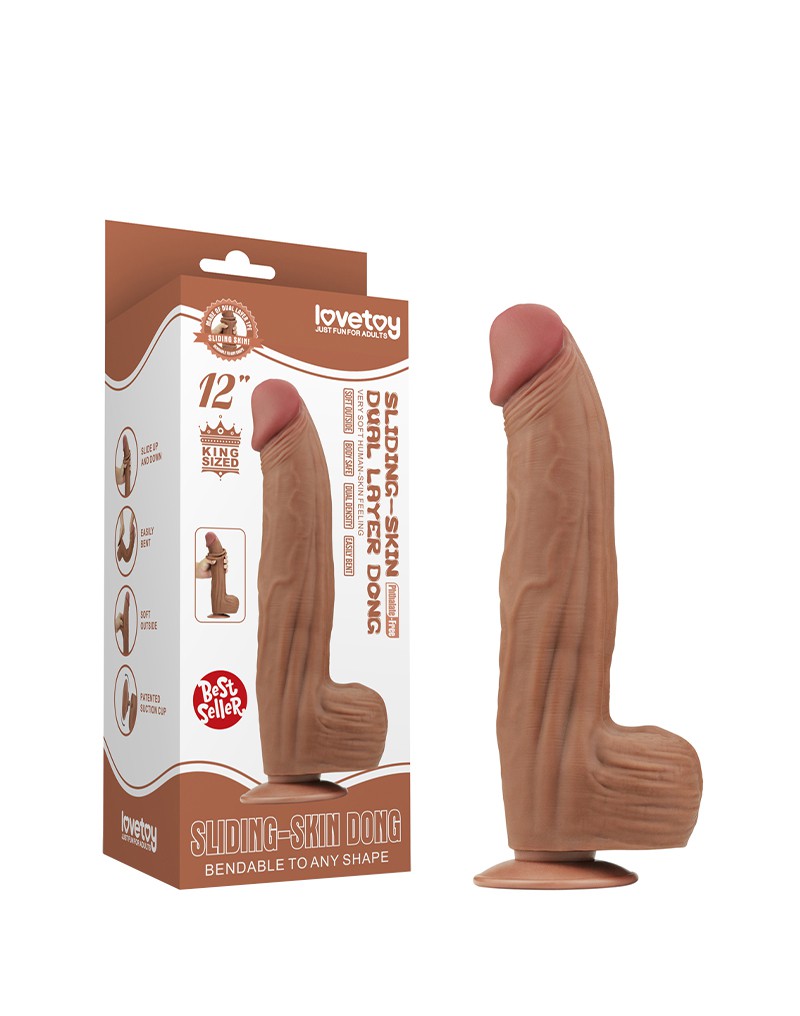 LoveToy - Gode Sliding Skin - Longueur 31 cm - Marron-Erotiekvoordeel.nl