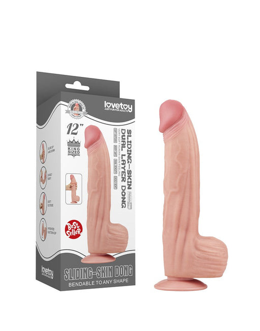 LoveToy - Dildo Sliding Skin - Lunghezza 31 cm - Colore pelle chiaro -Erotiekvoordeel.nl