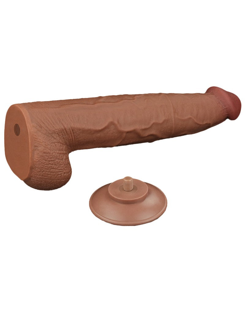 LoveToy - Sliding Skin Dildo - Length 34 cm - Brown-Erotiekvoordeel.nl