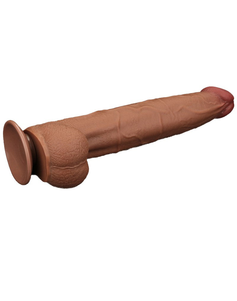LoveToy - Sliding Skin Dildo - Length 34 cm - Brown-Erotiekvoordeel.nl
