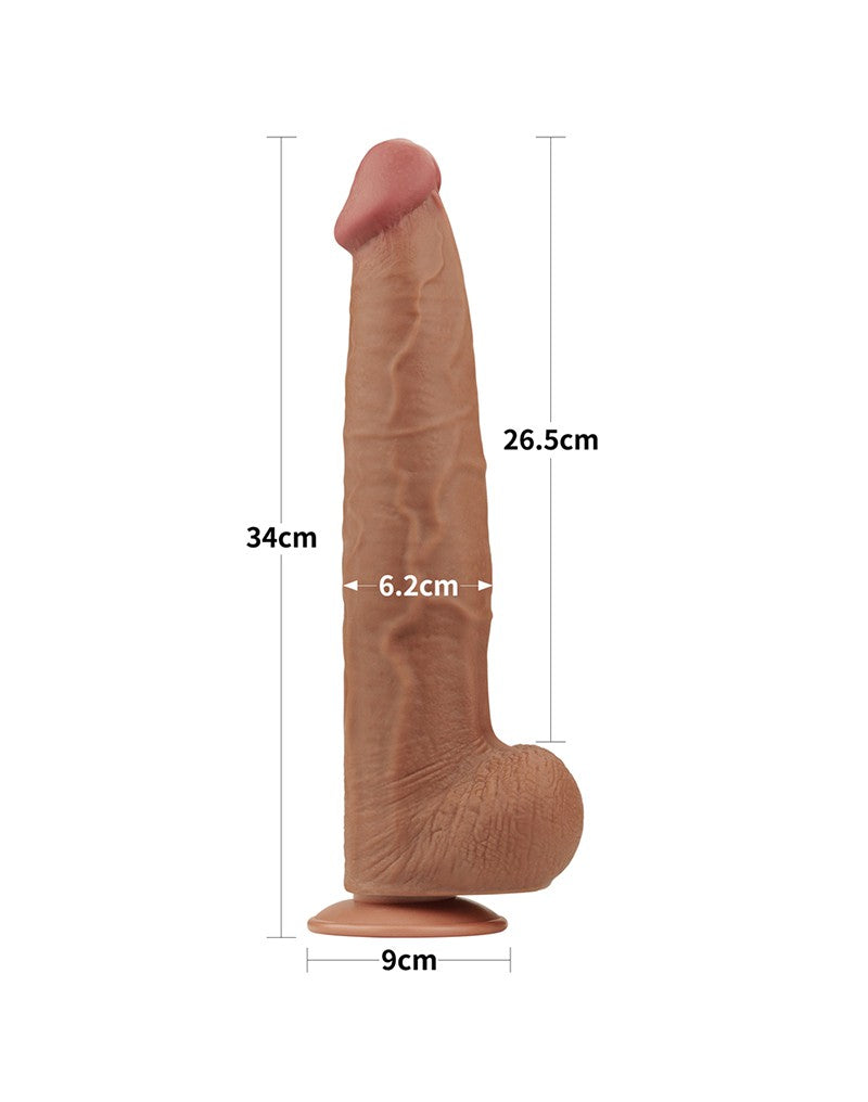 LoveToy - Sliding Skin Dildo - Length 34 cm - Brown-Erotiekvoordeel.nl