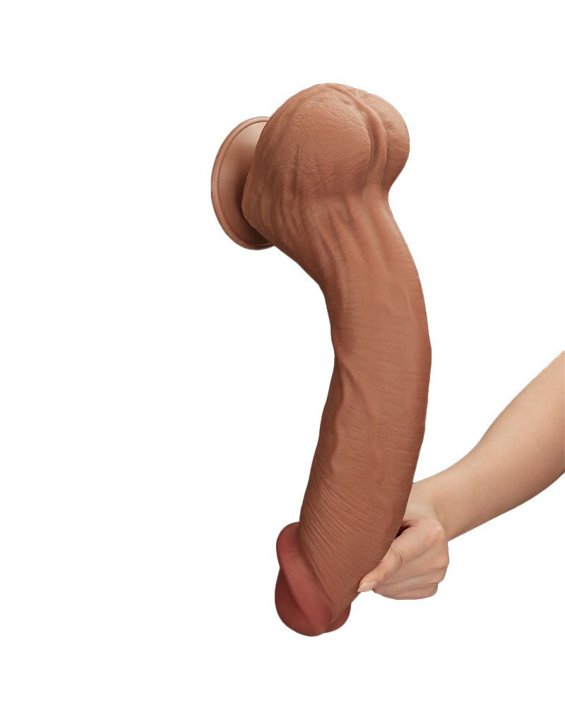 LoveToy - Sliding Skin Dildo - Length 36 cm - Brown-Erotiekvoordeel.nl