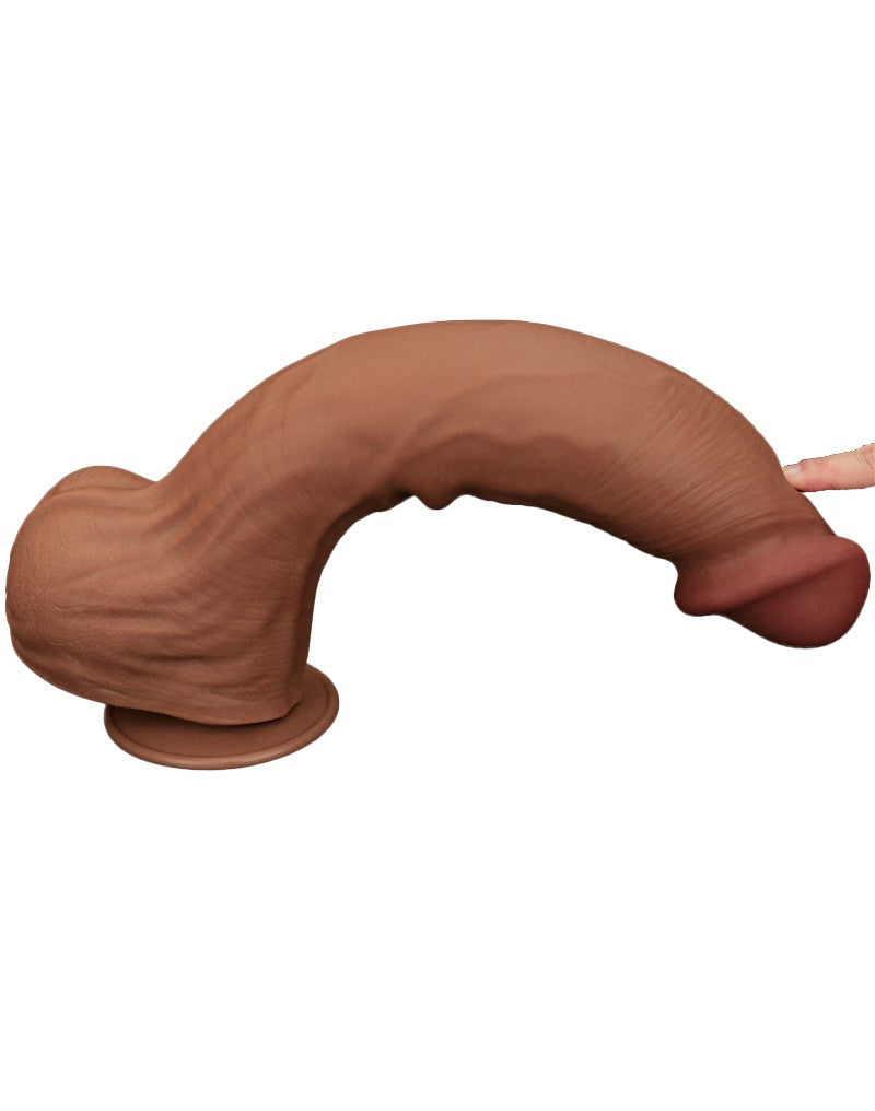 LoveToy - Sliding Skin Dildo - Length 36 cm - Brown-Erotiekvoordeel.nl