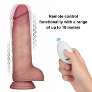 LoveToy - Sliding Skin Vibrating Dildo Pro II - With Remote Control - 21.5 cm - Light Skin Tone-Erotiekvoordeel.nl