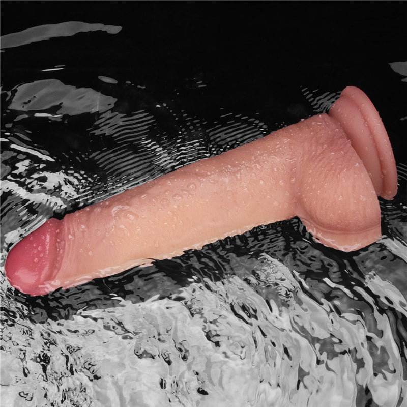 LoveToy - Sliding Skin Vibrating Dildo Pro II - With Remote Control - 21.5 cm - Light Skin Tone-Erotiekvoordeel.nl
