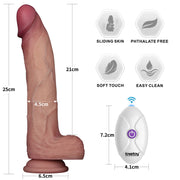 LoveToy - Sliding Skin Vibrating Dildo Pro II - With Remote Control - 25 cm - Light Skin Tone-Erotiekvoordeel.nl