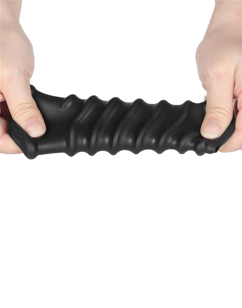 LoveToy - Spiral Knights Ring - Vibrierende Penishülle - Ø 3,7 cm - Schwarz - Erotiekvoordeel.nl