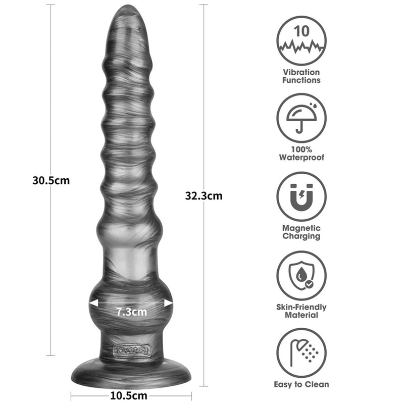 LoveToy - Vibrax Slider - Consolador anal vibrador largo - 32 cm - Plata-Erotiekvoordeel.nl