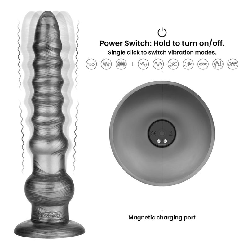 LoveToy - Vibrax Slider - Consolador anal vibrador largo - 32 cm - Plata-Erotiekvoordeel.nl