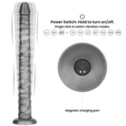 LoveToy - Vibrax Slider - Consolador anal vibrador largo - 40,5 cm - Plata-Erotiekvoordeel.nl