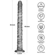 LoveToy - Vibrax Slider - Consolador anal vibrador largo - 40,5 cm - Plata-Erotiekvoordeel.nl
