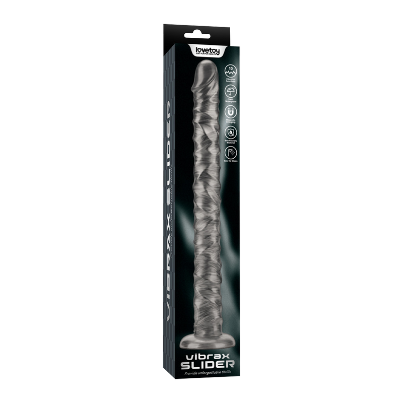 LoveToy - Vibrax Slider - Consolador anal vibrador largo - 40,5 cm - Plata-Erotiekvoordeel.nl