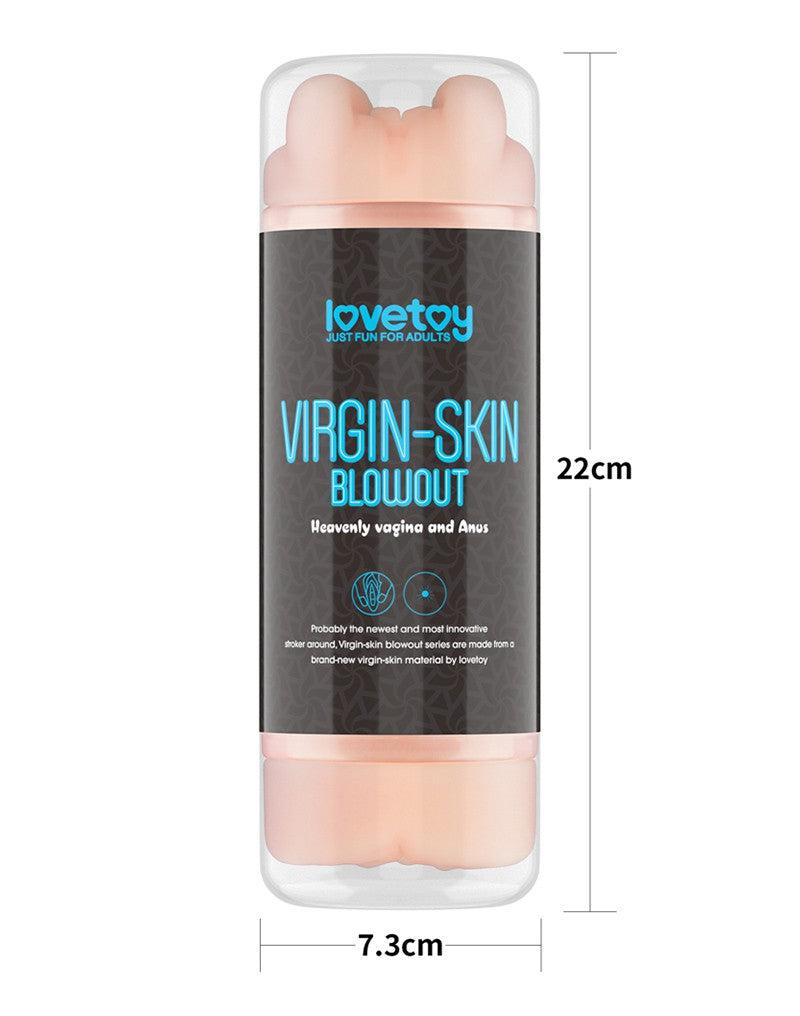 LoveToy - Virgin-Skin Blowout - Masturbador de doble cara - Vagina y ano - Tono de piel claro - Erotiekvoordeel.nl