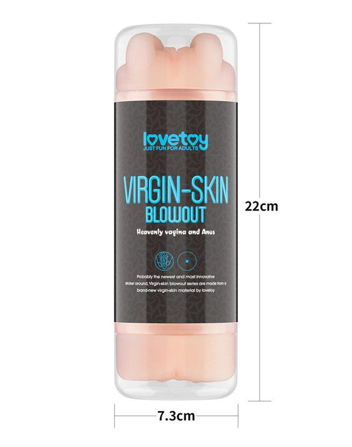 LoveToy - Virgin-Skin Blowout - Masturbador de doble cara - Vagina y ano - Tono de piel claro - Erotiekvoordeel.nl