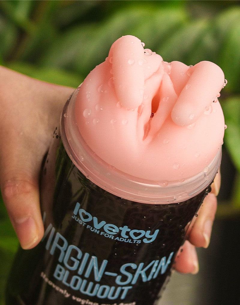 LoveToy - Virgin-Skin Blowout - Masturbador de doble cara - Vagina y ano - Tono de piel claro - Erotiekvoordeel.nl
