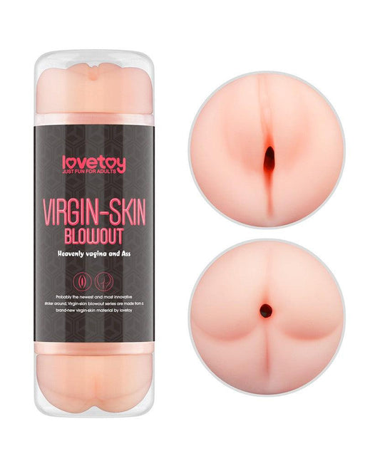 LoveToy - Virgin-Skin Blowout - Masturbatore a doppio lato - Vagina e Anus - Colore della pelle chiaro - Erotiekvoordeel.nl