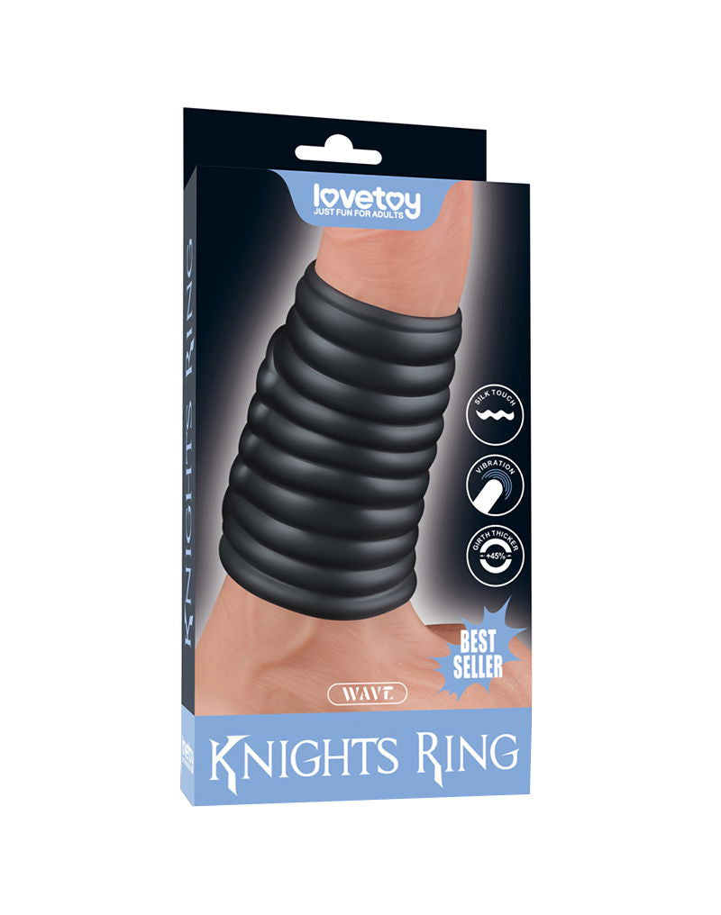 LoveToy - Wave Knights Ring - Wibrująca Nasadka Na Penisa - Ø 3,7 Cm - Czarna-Erotiekvoordeel.nl