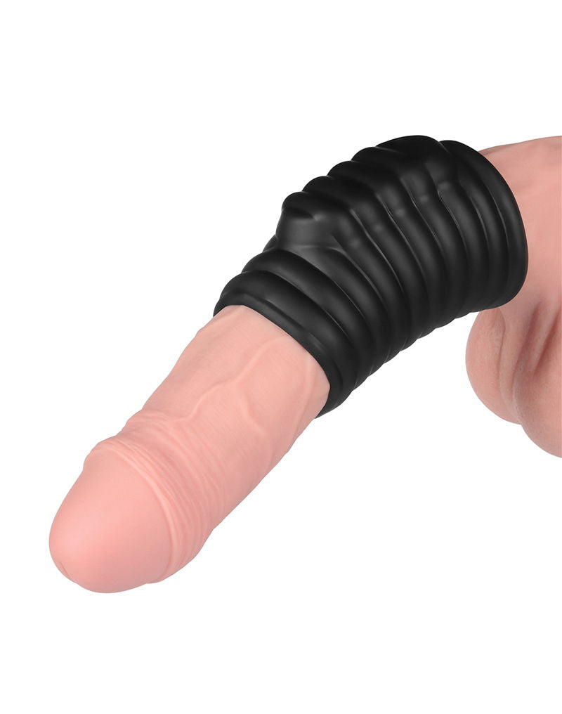 LoveToy - Wave Knights Ring - Wibrująca Nasadka Na Penisa - Ø 3,7 Cm - Czarny-Erotiekvoordeel.nl