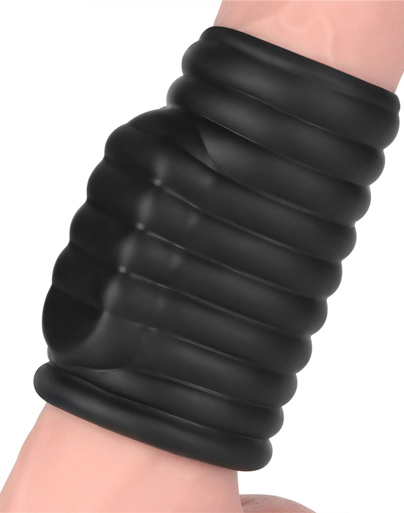 LoveToy - Wave Knights Ring - Wibrująca Nasadka Na Penisa - Ø 3,7 Cm - Czarna-Erotiekvoordeel.nl