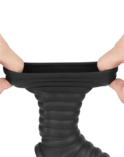 LoveToy - Wave Knights Ring - Vibrating Penis and Scrotum Sleeve - Ø 2.8 cm - Black-Erotiekvoordeel.nl