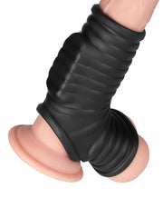 LoveToy - Wave Knights Ring - Vibrating Penis and Scrotum Sleeve - Ø 2.8 cm - Black-Erotiekvoordeel.nl
