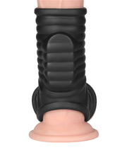 LoveToy - Wave Knights Ring - Vibrating Penis and Scrotum Sleeve - Ø 2.8 cm - Black-Erotiekvoordeel.nl