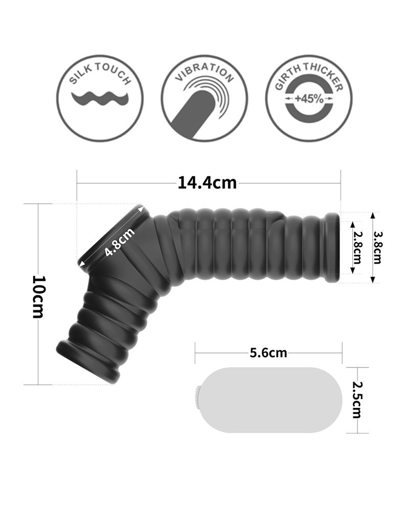 LoveToy - Wave Knights Ring - Vibrating Penis and Scrotum Sleeve - Ø 2.8 cm - Black-Erotiekvoordeel.nl