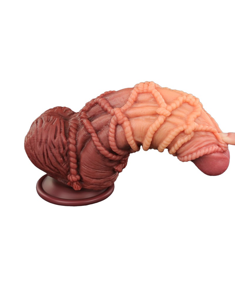 LoveToy - Consolador XXL Extreme con motivo de cuerda - Longitud 24 cm - Marrón/Tono piel claro - Erotiekvoordeel.nl